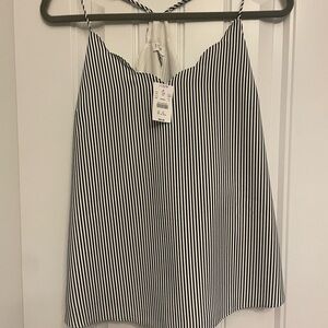 J. Crew Black and White Camisole Top Scalloped edge SZ10 NWT